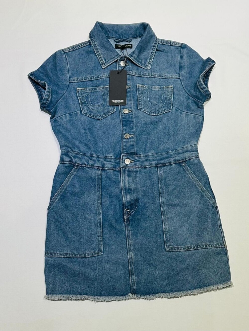 NWT True Religion Blue Denim Shirt Dress Size S